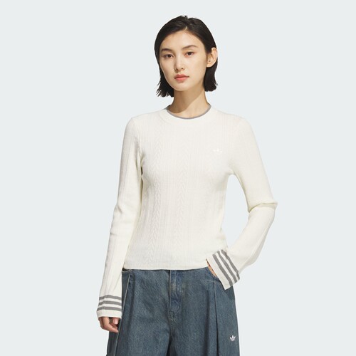 阿迪达斯三叶草女子休闲运动圆领针织衫KS5965|KS5966