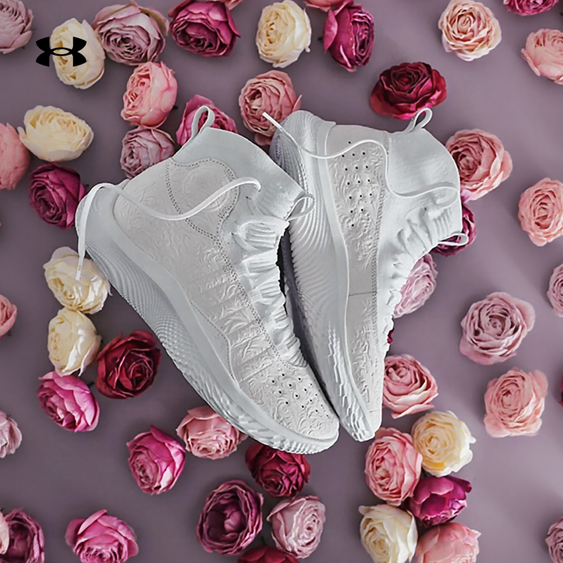 安德玛UA库里CURRY4 FLOTRO ROSES情侣高帮运动篮球鞋3028584