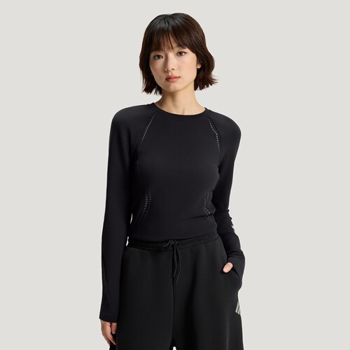 阿迪达斯轻运动女子运动休闲修身长袖T恤KV4860|KV4858