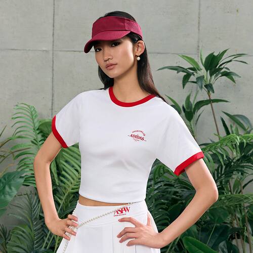 阿迪达斯女子短款短袖圆领T恤JC8707|JC8709|JC8710