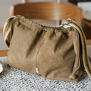 sobag日系复古文艺通勤斜挎单肩帆布包女小众设计感大容量托特包