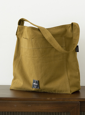 sobag日系慵懒风休闲纯色大容量帆布单肩包包女设计感小众通勤包