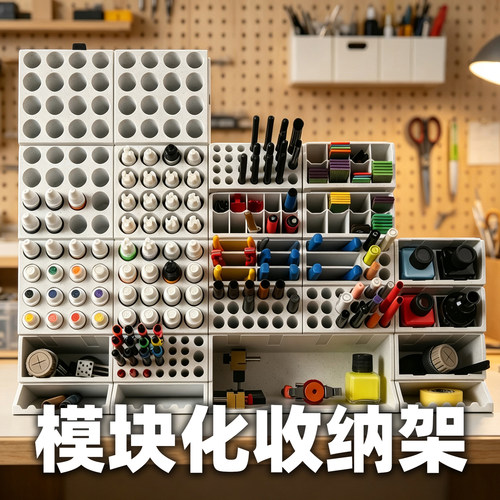 模块化收纳架丨水性漆笔涂漆颜料油漆模型工具收纳桌面整理丨懒懒