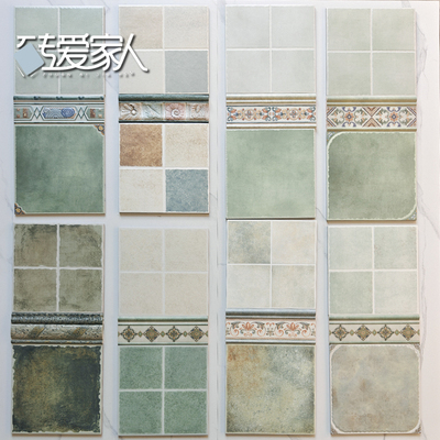 墨绿浅绿色厨卫阳台花园美式古砖
