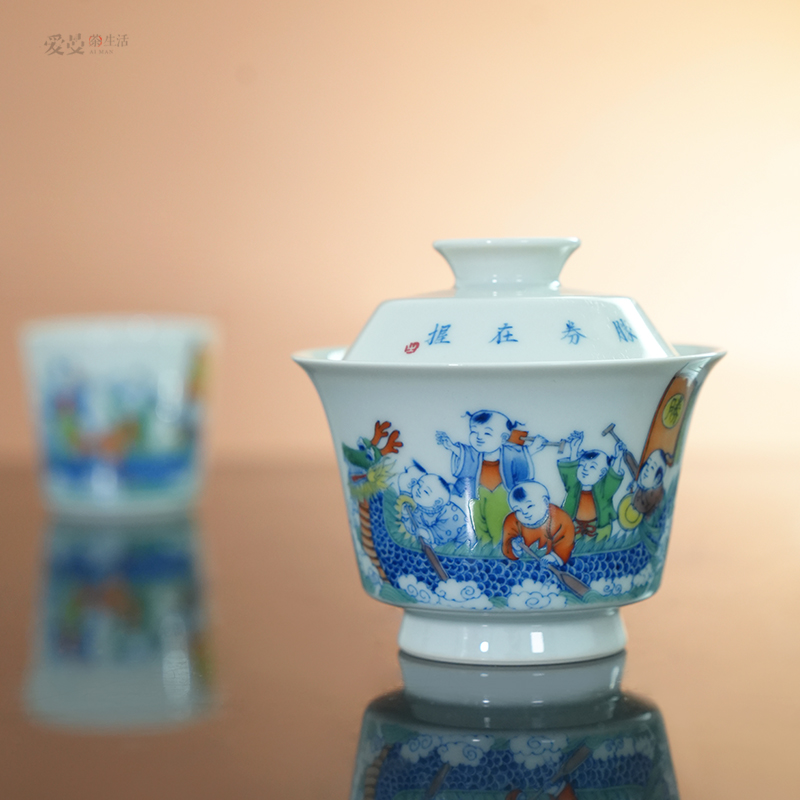 手绘青花斗彩青韵妙绘斗彩雅趣