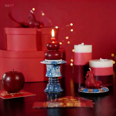 爱曼茶生活 新年马年蜡烛套装礼盒限量发售  家居装饰摆件伴手礼
