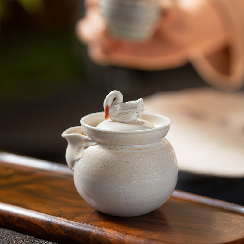 爱曼/木田柴烧瓷泥天鹅摘宝瓶木田窑变玉泥手抓泡茶碗景德镇,餐饮具,茶壶,淘宝优惠券,粉丝福利购,淘宝优惠卷