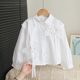 春款 儿童衬衣白色时髦纯棉女孩洋气上衣2025短款 2025春装 女童衬衫