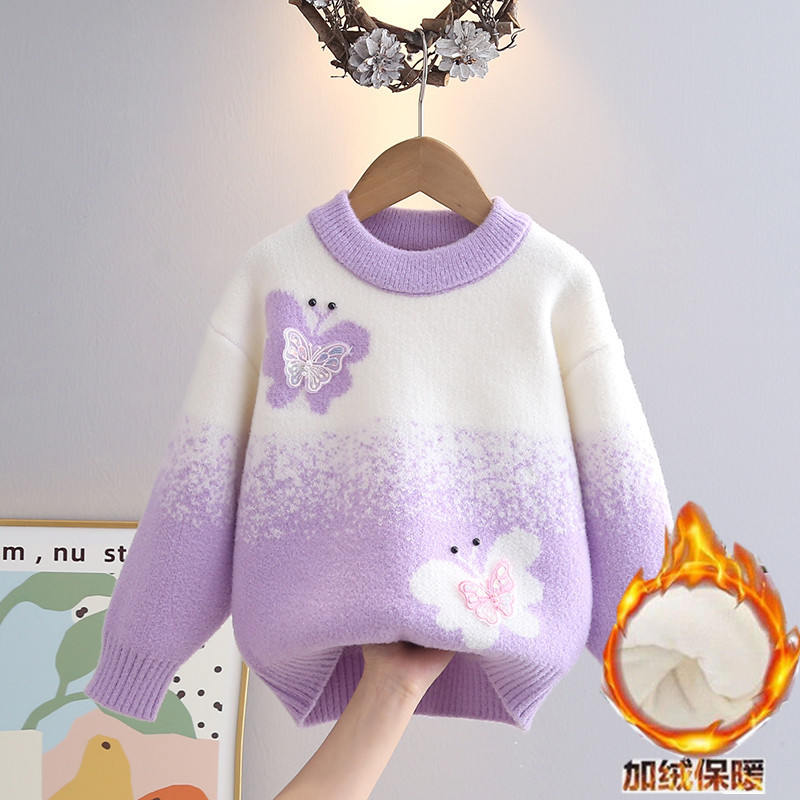 女童洋气毛衣加绒加厚冬季新款