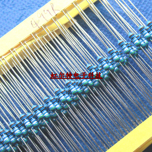 499欧 4W金属膜电阻 100只 铜脚 499R 0.25W五色环电阻