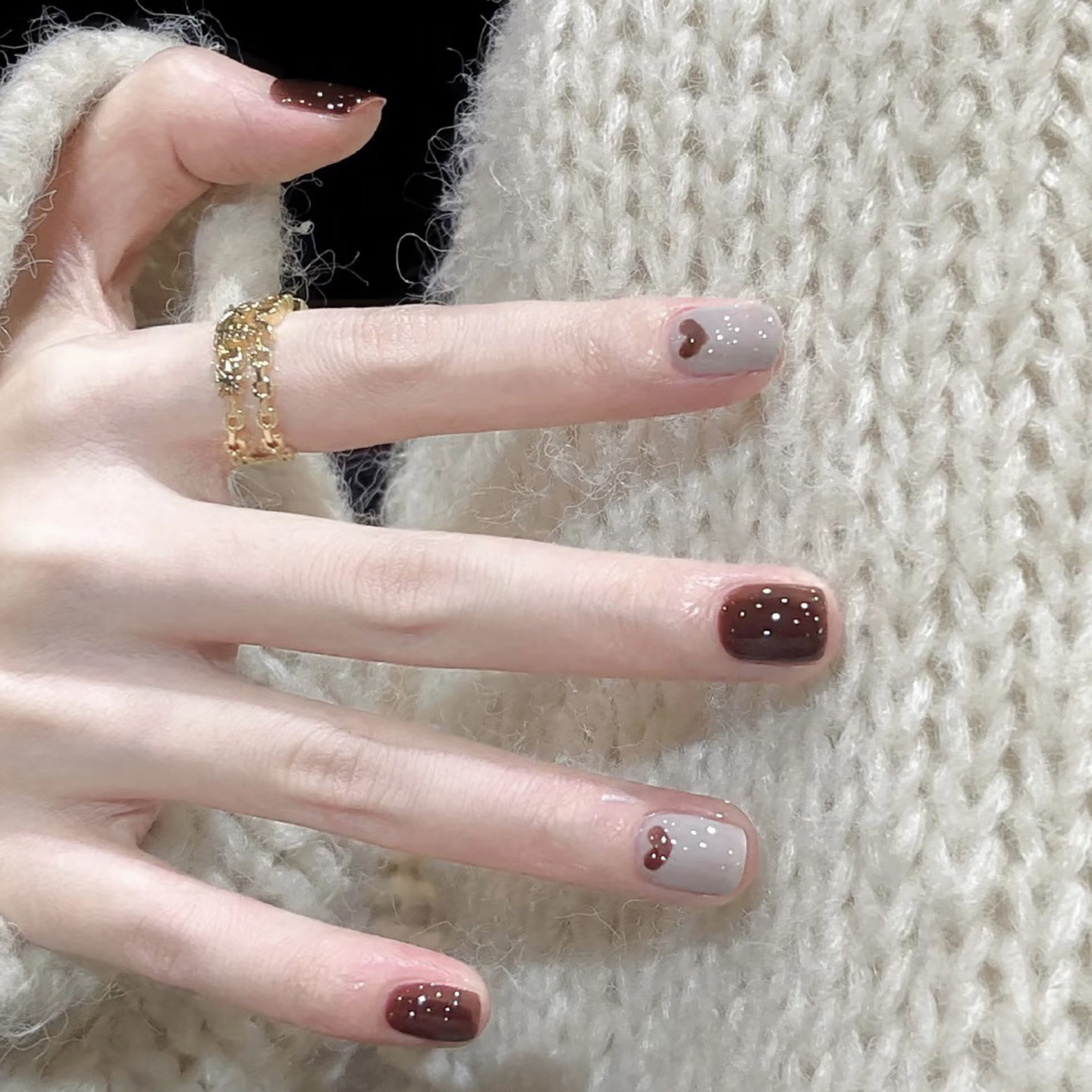 手工制作成品美甲贴片巧克力棕短款穿戴甲显白指甲贴片简约风甲贴