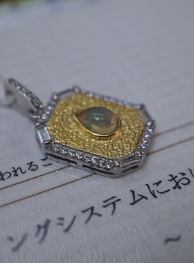 天然欧珀吊坠挂件S925纯银送银项链送女友送闺蜜礼盒装宫廷复古