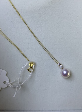 18k金日本akoya珍珠项链吊坠8-8.5mm正圆无瑕