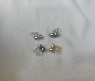 天然珍珠耳钉7 6mm淡水珍珠耳钉18k金 7.5毫米akoya珍珠耳钉5.5