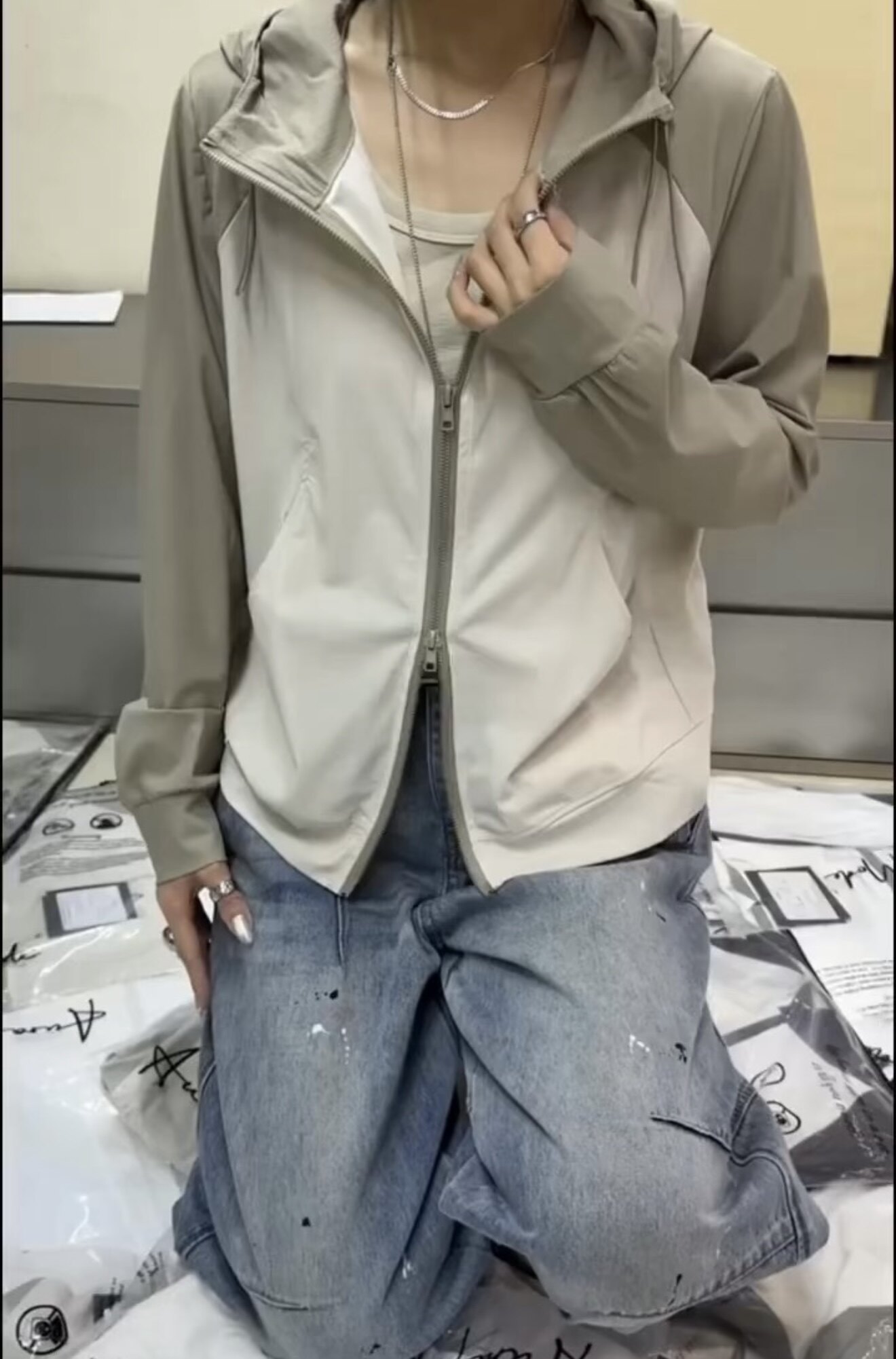 KSD2026夏新款女装户外防晒空调房拼色插肩袖棒球运动速干外套
