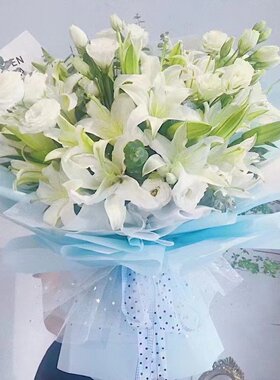 情人节石臼同城速递百合花束