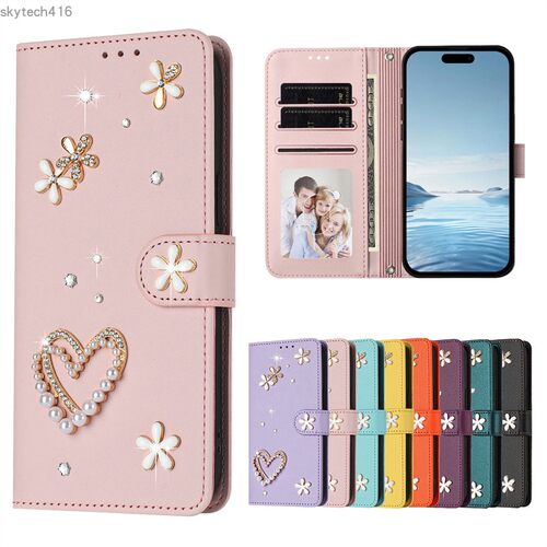 适用于夏普Sharp Aquos Wish 5 手机套防摔翻盖式保护皮套硅胶全包TPU软外壳手工镶钻创意韩日风女