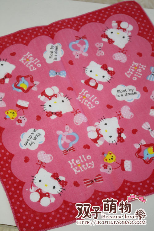 日本原单 jewelpet宝石宠物 小汽车hello kitty  双层棉纱布手帕