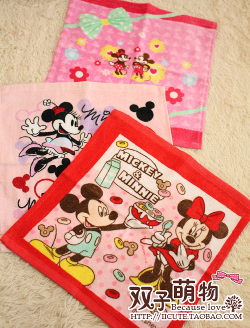 3件包邮の日本迪士尼Disney米奇米妮卡通萌可爱の大方巾 毛巾