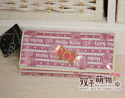 【亏本清仓】日本 HELLO KITTY 粉萌粉可爱の搭扣长款 钱包 皮夹