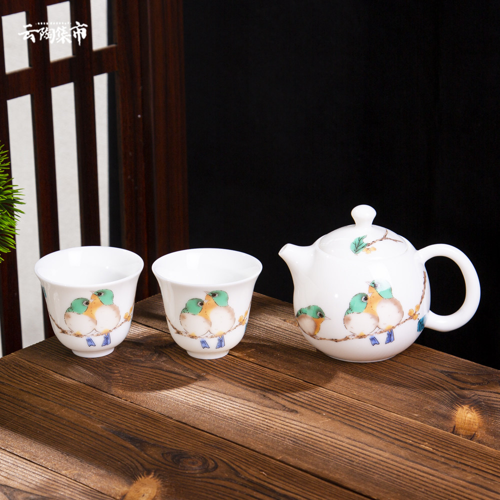 日本进口九谷烧茶壶品茗杯茶水杯
