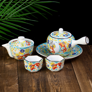 日本进口全新手绘九谷烧宝瓶陶瓷茶壶茶杯日式家用泡茶壶茶具套装