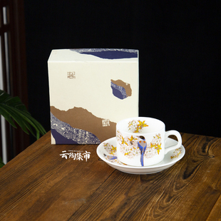 日本原装进口九谷烧茶杯日式樱花雀鸟咖啡杯陶瓷马克杯茶具套装