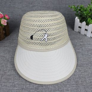 2024年防晒夏男士中老年人大帽檐草帽子沙滩钓鱼网眼遮阳出游休闲