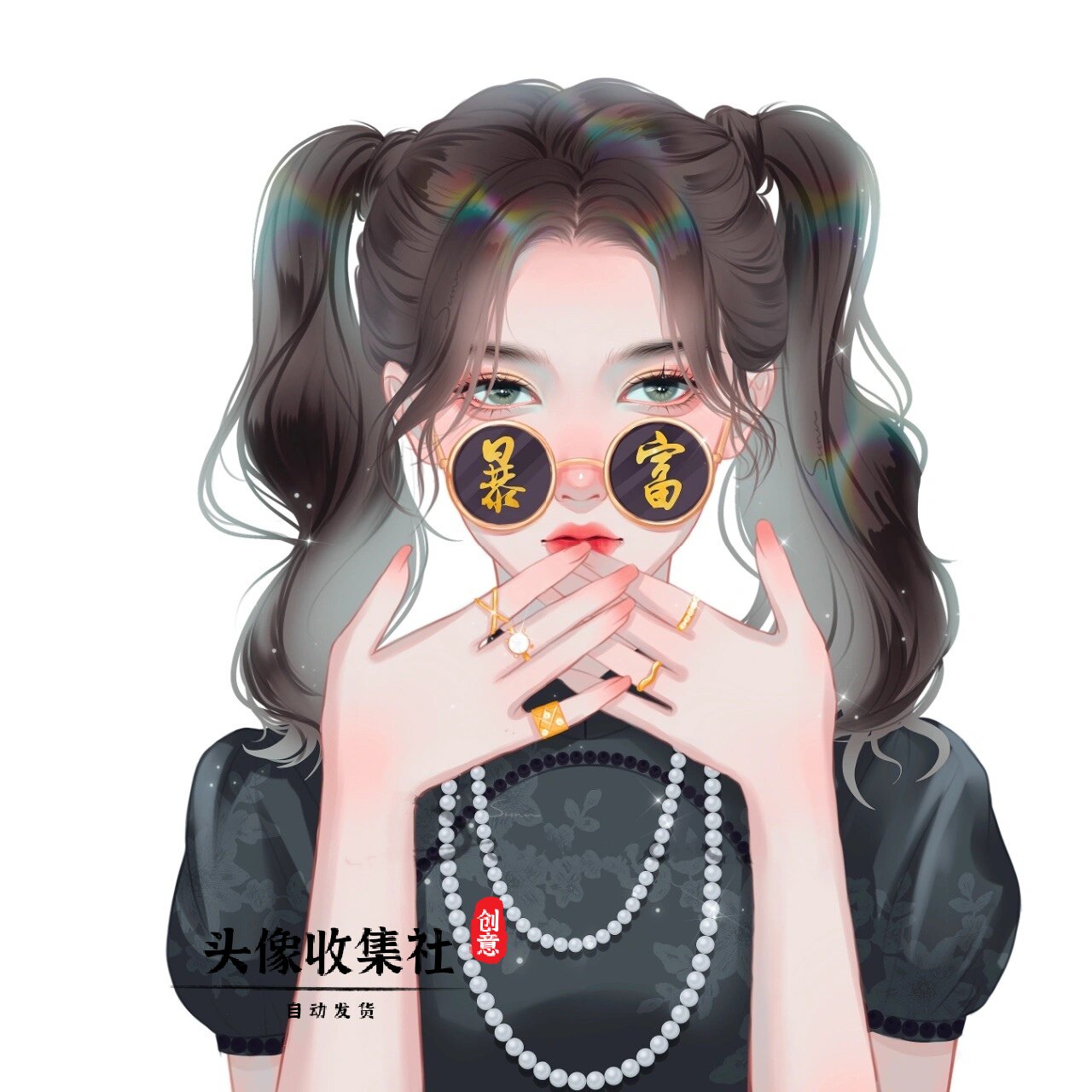 头像 图片 卡通 动漫 手绘 免抠素材png 高清 女 好运 可爱 头像