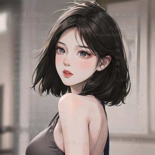 头像女卡通动漫手绘纯欲短发性感美女高清图 头像收集社 自动发货