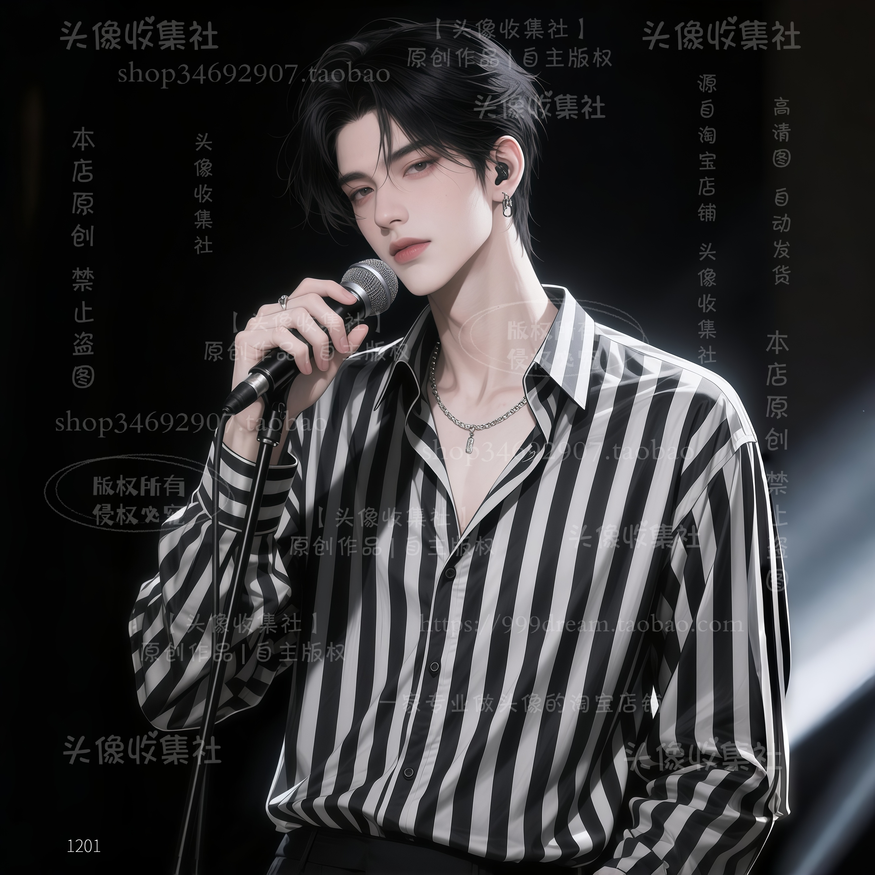 原创漫画手绘头像唱歌语音厅帅气男头像微信 自动发货 头像收集社