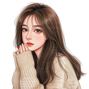 原创漫画手绘卡通女微信头像 温柔治愈美女 自动发货 头像收集社