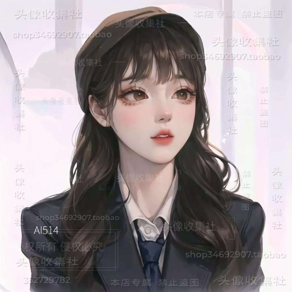 头像女高清图卡通动漫手绘学院清纯长发美女 头像收集社 自动发货