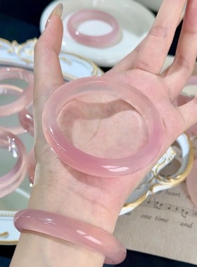 玉髓手镯高冰种荔枝冻仙女粉镯子感新中式镯子礼物送礼盒