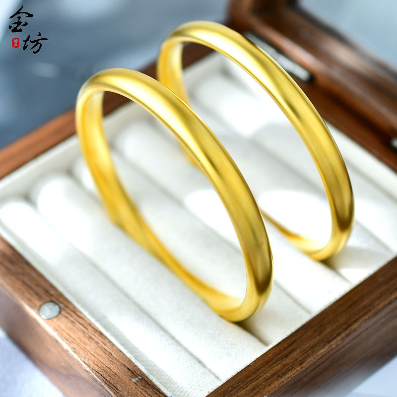 古法沙金素圈泥鳅背手镯新中式国风传承实心手环女手饰时尚