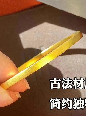 简约方形古法手镯女士越南沙金仿真黄金传承金店同款实心筷子手环