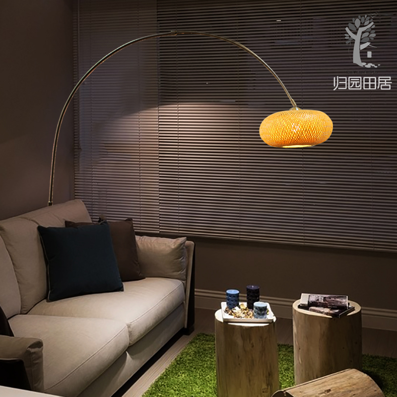 北欧日式钓鱼灯落地灯中式茶室弧线灯客厅简约创意麻将灯竹编灯具|msdalam kategori keluarga memasang ibu, Lampu &amp; Lighting Fixtures, lampu lantai - dari Buy2taobao.com untuk memberikan perkhidmatan ejen Taobao profesional membeli