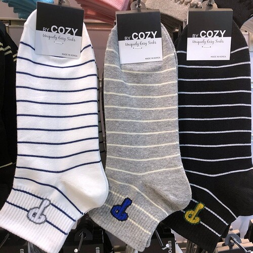 COZY春夏薄款英伦条纹男短袜韩国