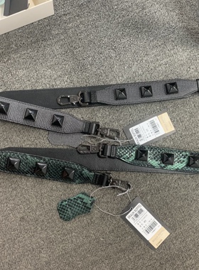 布兰施真皮宽肩带diy女包单买百搭头层牛皮长肩带铆钉装饰117