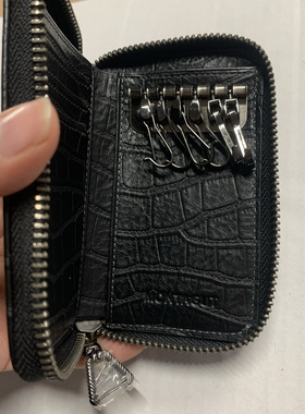 头层牛皮黑色钥匙包鳄鱼纹汽车钥匙套卡包真皮多功能钱夹撤柜074