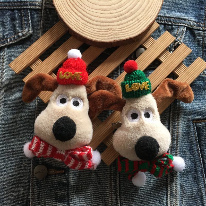 新年喜庆掌门狗可爱卡通毛绒胸针狗狗书包装饰配饰衣服围巾别针