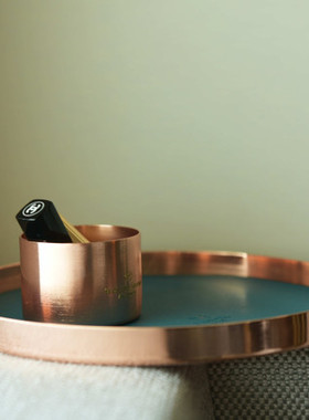 黄铜置物盘皮革红铜色托盘北欧皇室TRAY化妆刷梳妆台收纳黄铜摆件