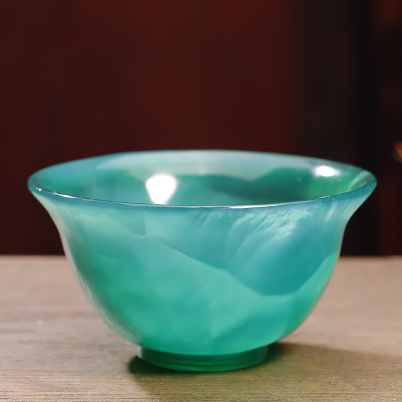 純天然純手工精品巴西瑪瑙綠碗擺件高顏值簡(jiǎn)約中式茶碗茶具玉碗