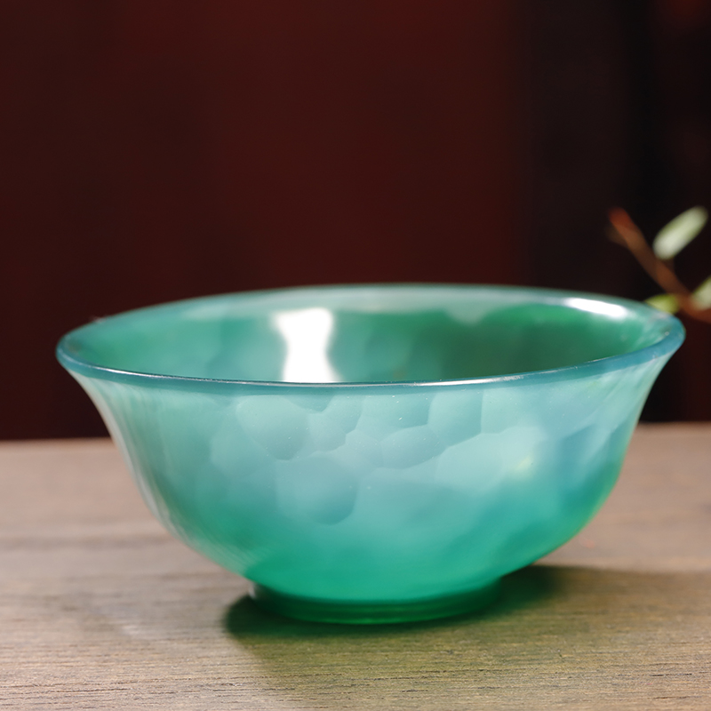 純天然純手工精品巴西瑪瑙綠碗擺件高顏值簡(jiǎn)約精致茶碗中式玉碗