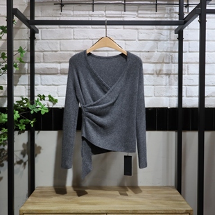 MRER莫乂义 春季新款不对称设计感V领羊毛针织衫R5A58178专柜正品