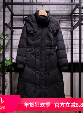 JIUYA玖娅2025冬新款时尚气质收腰长款连帽羽绒服专柜正品JY99830
