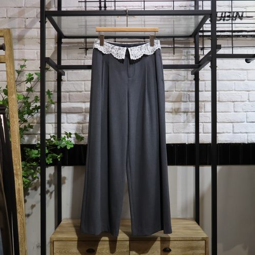 MRER莫乂义秋季新款时尚设计感蕾丝腰宽松休闲裤R6A70511专柜正品