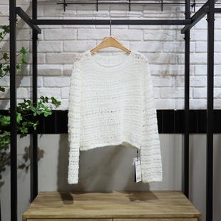 MRER莫乂义 春季新款缕空线衫长袖套头针织衫R5A54611专柜正品