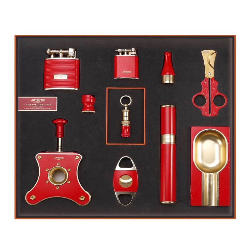 季风十件套雪茄烟灰缸 雪茄剪 打火机 雪茄架 烟嘴雪茄管礼盒套装