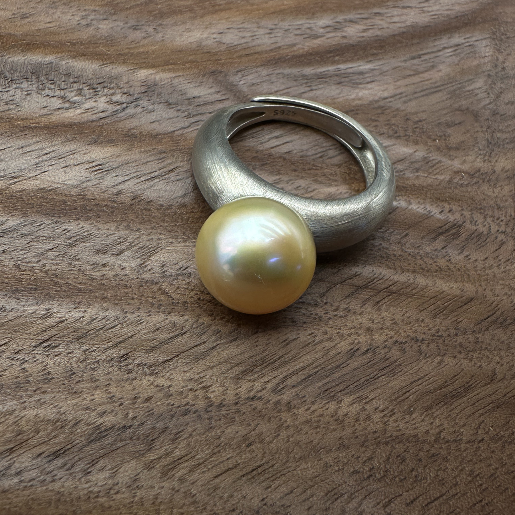 11.2mm海水金珠戒指珍珠戒指s925